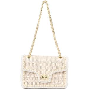 Olivia Miller Women’s Fashion Arabella Tan Beige Woven Straw w Front Flap, Small Crossbody Bag, Casual Trendy Purse Handbag(Tan)