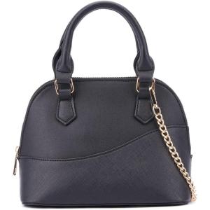 Olivia Miller Women’s Fashion Aster Faux PU Leather Satchel Crossbody Bag w Top Handles, Casual Trendy Purse Handbag(Black)