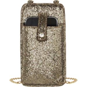 Olivia Miller Women’s Fashion PU Vegan Leather Glitter Gold Cell Phone Crossbody Mini Bag Everyday Casual Evening Purse Handbag
