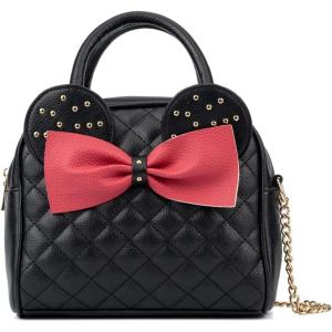 Olivia Miller Women’s Fashion Suzy Polka Dots Bow Quilted Faux PU Leather Mouse Ears Satchel Bag, Casual Trendy Purse Handbag