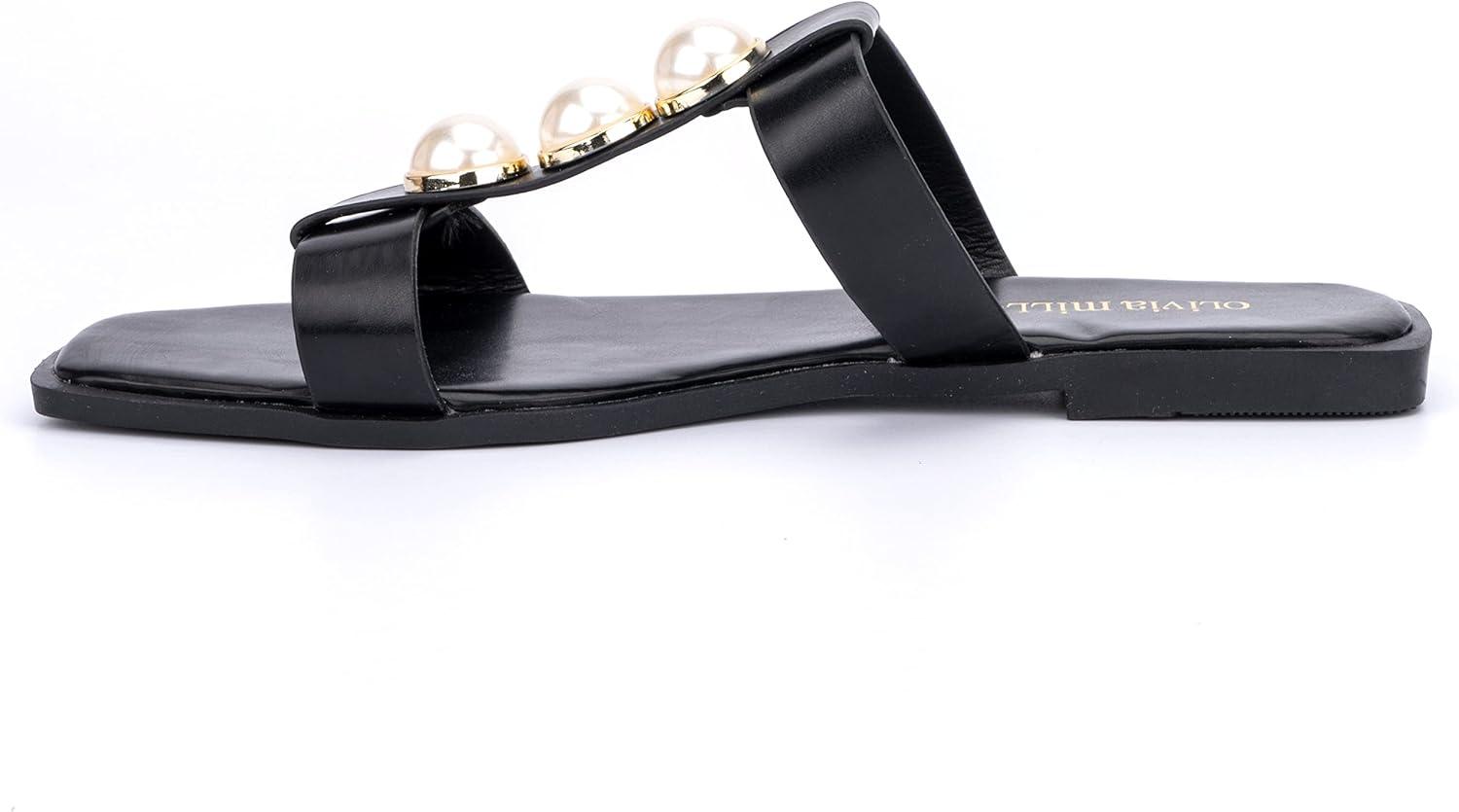 imageOlivia Miller Womens Isadora Slide Square Sandals Thermoplastic Rubber OutsoleBlack
