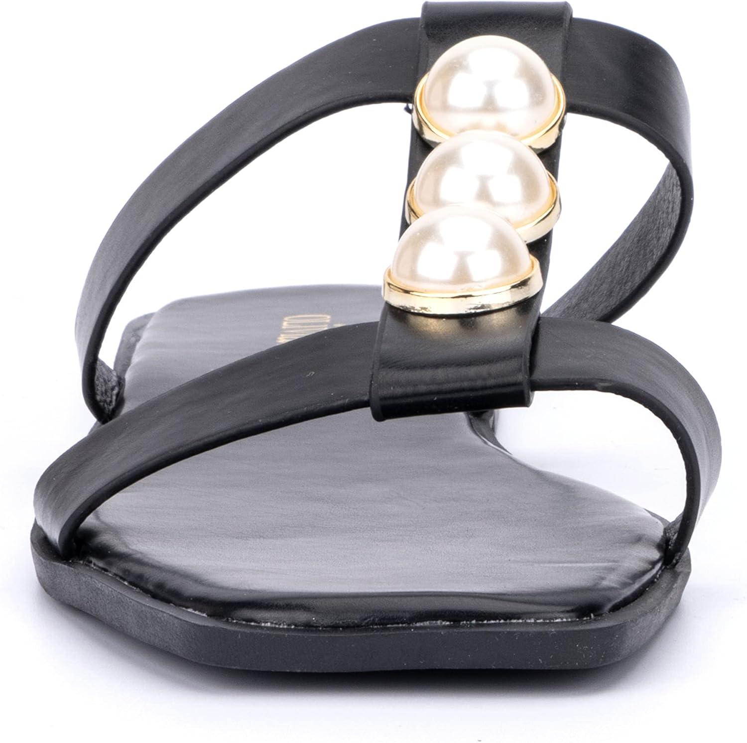 imageOlivia Miller Womens Isadora Slide Square Sandals Thermoplastic Rubber OutsoleBlack