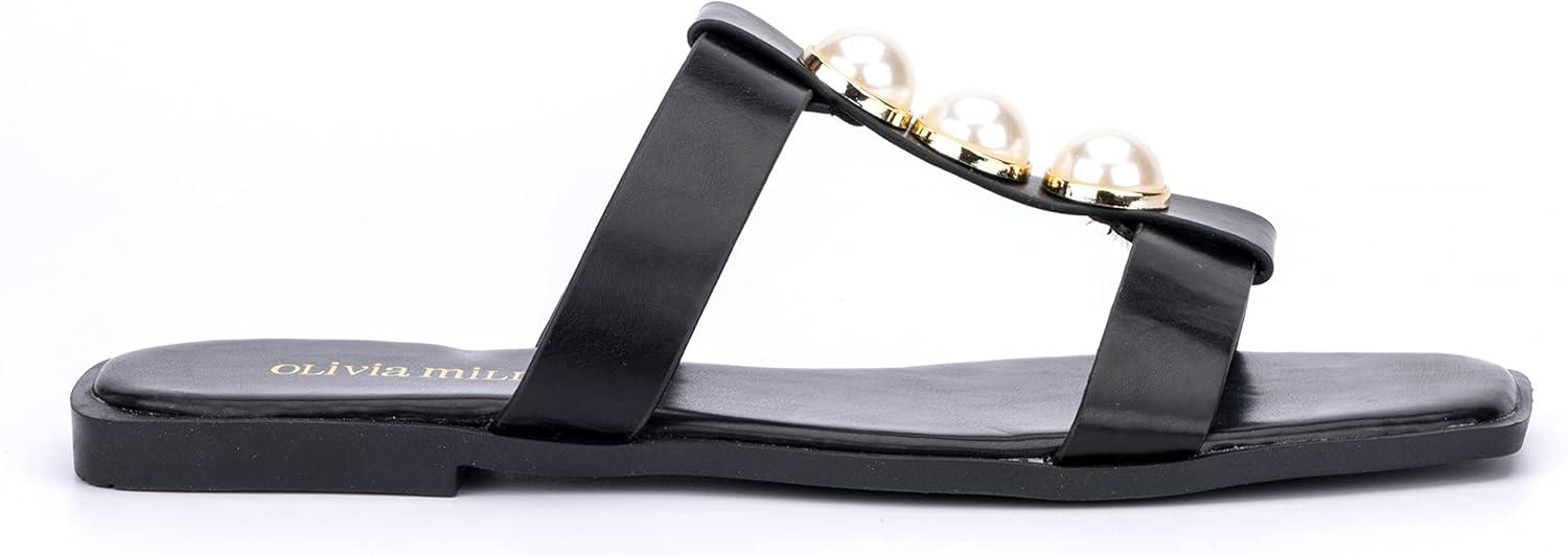 imageOlivia Miller Womens Isadora Slide Square Sandals Thermoplastic Rubber OutsoleBlack