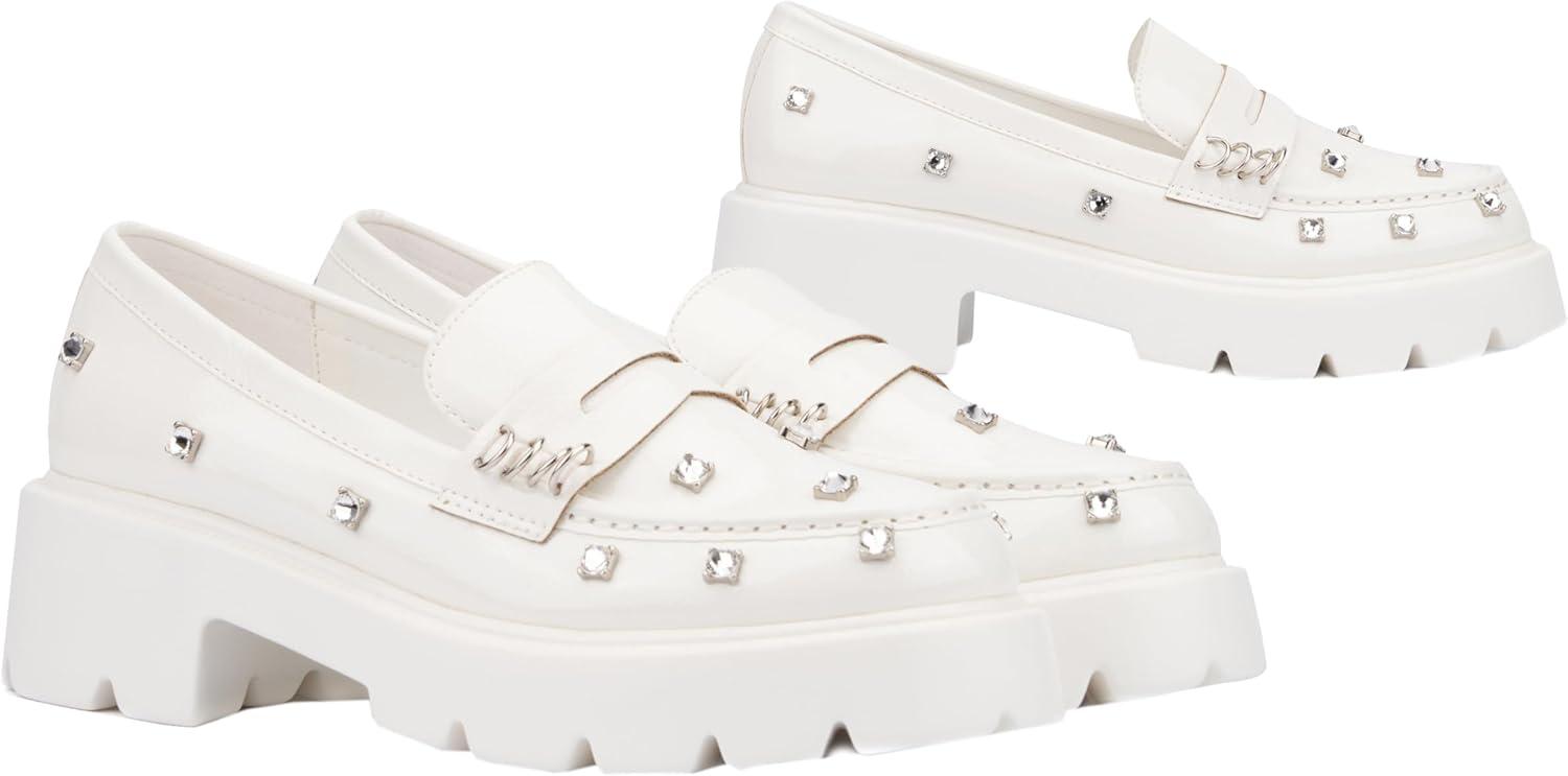 imageOlivia Miller Womens Luscious Loafer Round Casual Shoe Polyurethane OutsoleWhite