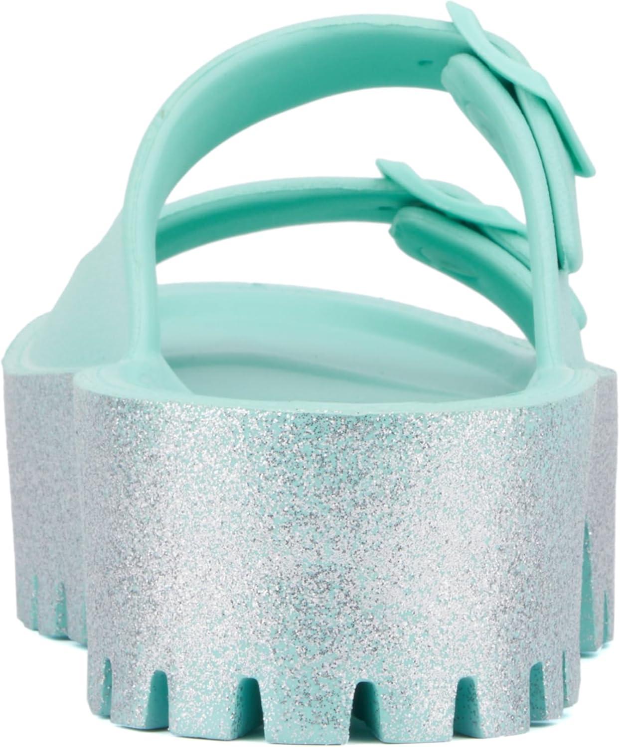 imageOlivia Miller Womens Sparkles Slide Round Sandals Ethyl Vinyl Acetate OutsoleTurquoise
