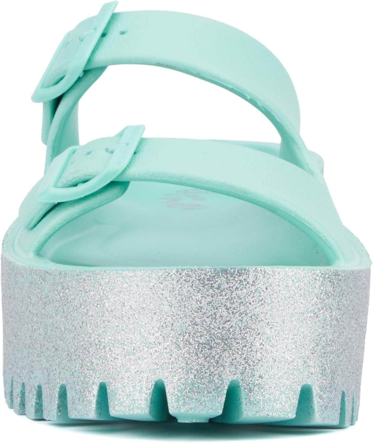 imageOlivia Miller Womens Sparkles Slide Round Sandals Ethyl Vinyl Acetate OutsoleTurquoise