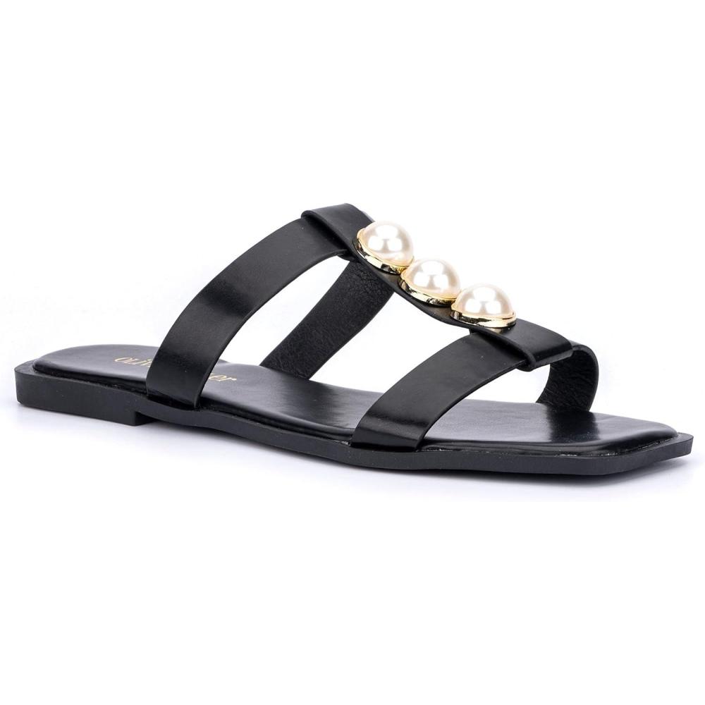 imageOlivia Miller Womens Isadora Slide Square Sandals Thermoplastic Rubber OutsoleBlack