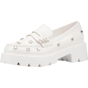 Olivia Miller Womens Luscious Loafer, Round Casual Shoe, Polyurethane Outsole(White)