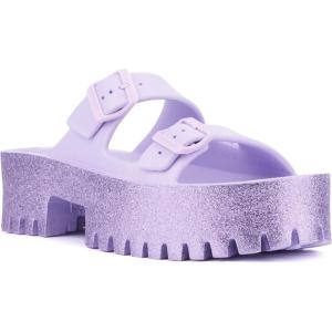 Olivia Miller Womens Sparkles Slide, Round Sandals, Ethyl Vinyl Acetate Outsole(Lavender)
