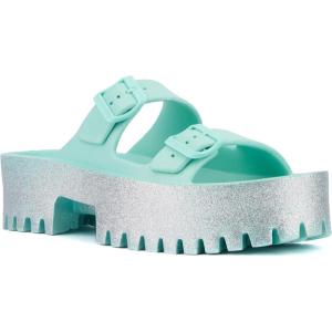 Olivia Miller Womens Sparkles Slide, Round Sandals, Ethyl Vinyl Acetate Outsole(Turquoise)