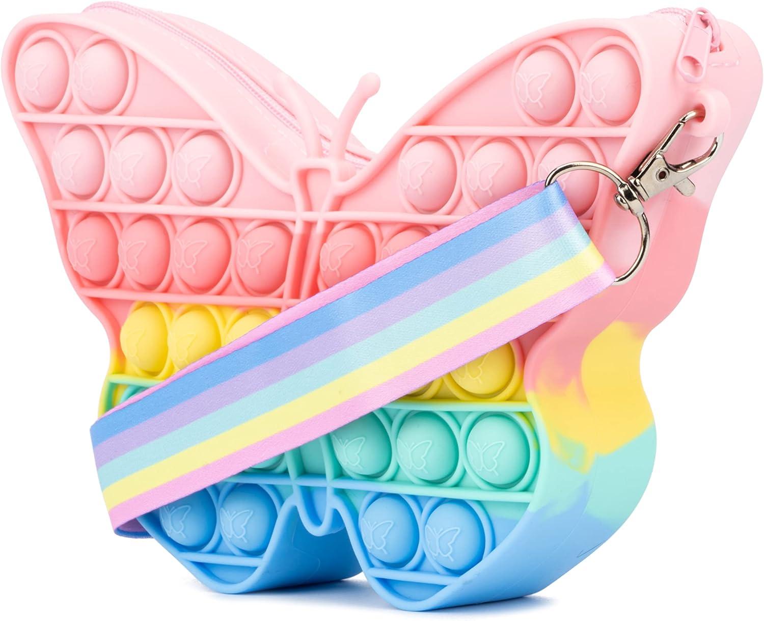 imageOlivia Miller Girl Fashion Mini Rainbow Pop It Fidget Adjustable Crossbody Bag Casual Cute Purse Handbag for Kids amp Toddlers