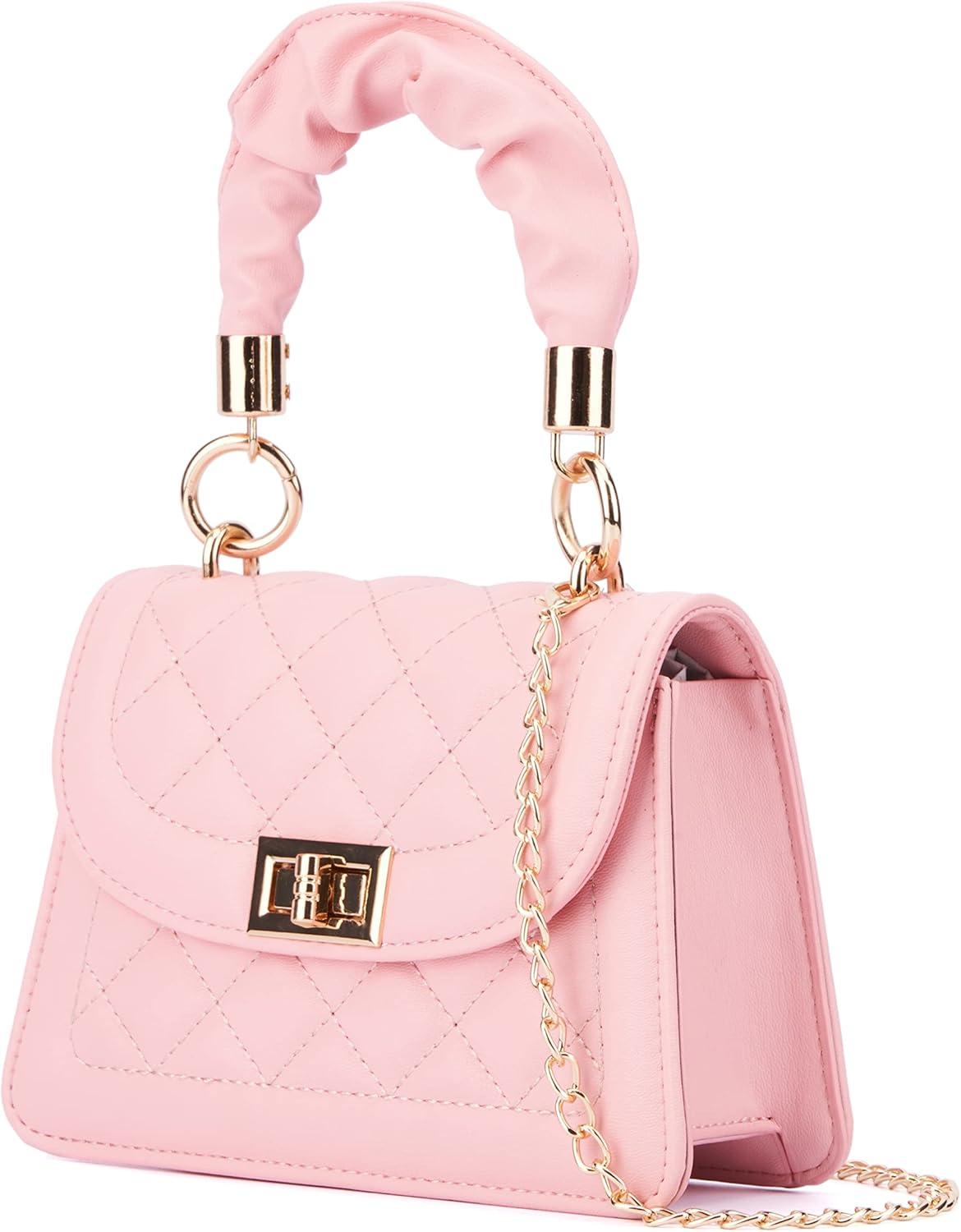 imageOlivia Miller Women Fashion Beck Quilted Faux PU Leather w Ruched Top Handle Small Crossbody Bag Casual Trendy Purse Handbag