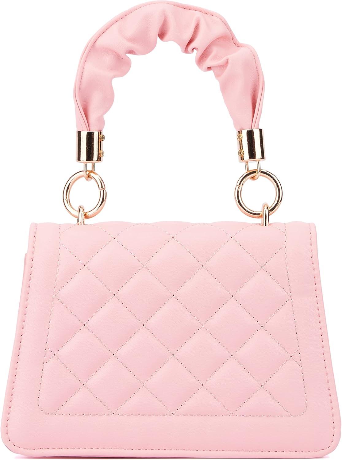 imageOlivia Miller Women Fashion Beck Quilted Faux PU Leather w Ruched Top Handle Small Crossbody Bag Casual Trendy Purse Handbag