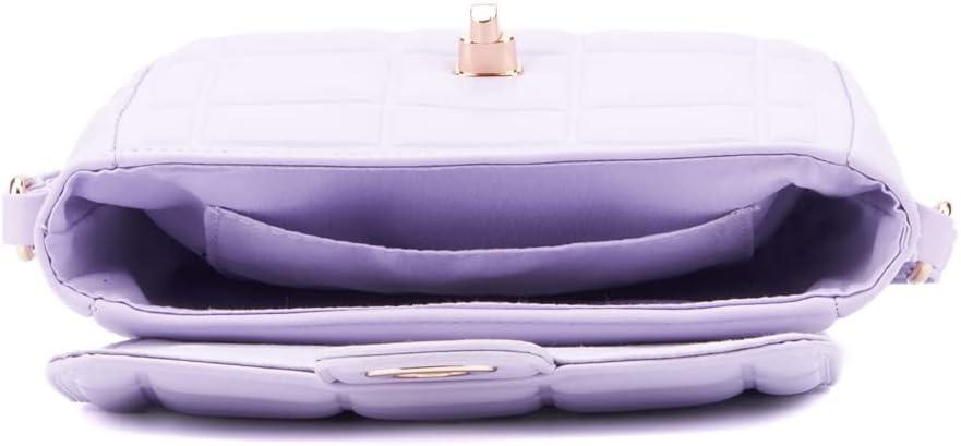imageOlivia Miller Women Joanny Lavender Square Quilted Faux PU Leather w Front Flap Small Crossbody Bag Casual Purse Handbag