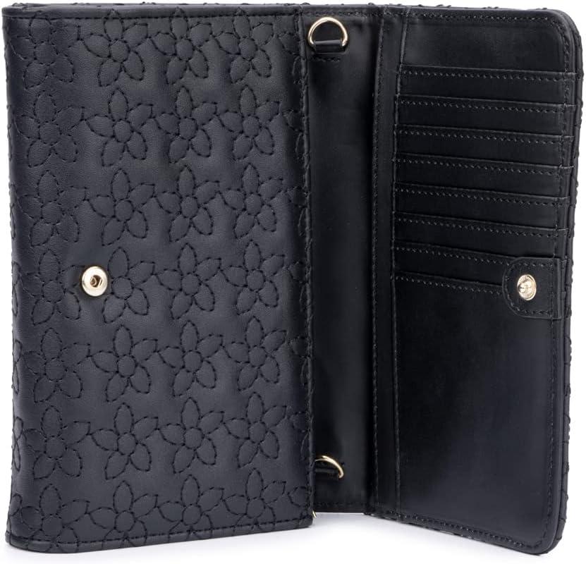 imageOlivia Miller Womens Fashion Dahlia Flower Embroidered PU Leather Crossbody Wallet Clutch Bag Small Casual Purse Handbag