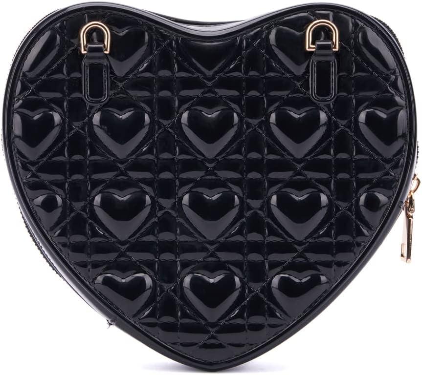 imageOlivia Miller Womens Fashion Dhalia Black PVC Jelly Heart Shaped Crossbody Bag w Gold Chain Strap Casual Purse Handbag