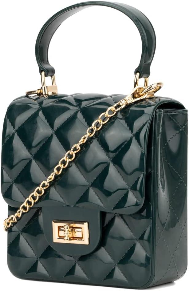 imageOlivia Miller Womens Fashion Elodie PVC Jelly Crossbody Bag w Top Handle n Detachable Chain Small Casual Purse Handbag