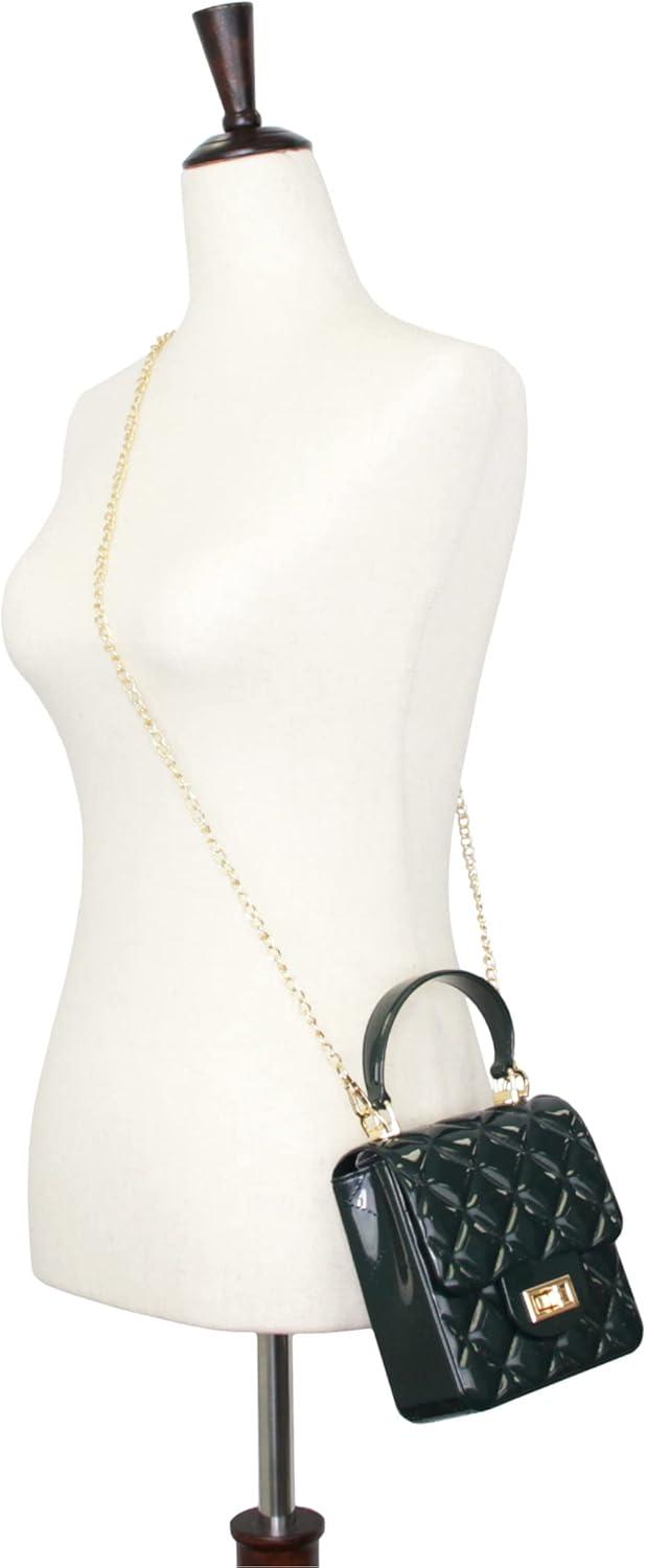 imageOlivia Miller Womens Fashion Elodie PVC Jelly Crossbody Bag w Top Handle n Detachable Chain Small Casual Purse Handbag