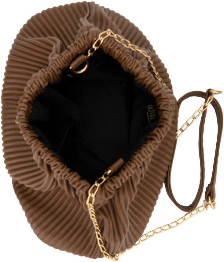 imageOlivia Miller Womens Fashion Freya Pleaded Scrunched Evening Bag Formal Crossbody Handbag Wedding Prom Party Clutch