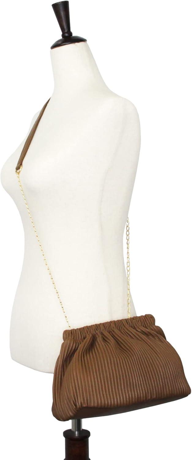 imageOlivia Miller Womens Fashion Freya Pleaded Scrunched Evening Bag Formal Crossbody Handbag Wedding Prom Party Clutch