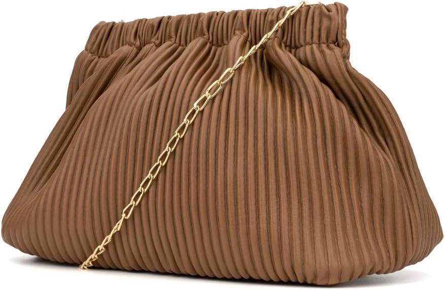 imageOlivia Miller Womens Fashion Freya Pleaded Scrunched Evening Bag Formal Crossbody Handbag Wedding Prom Party Clutch
