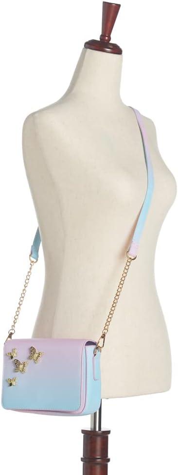 imageOlivia Miller Womens Fashion Leilani Faux PU Leather w Gold Butterflies Small Crossbody Bag Casual Trendy Purse Handbag