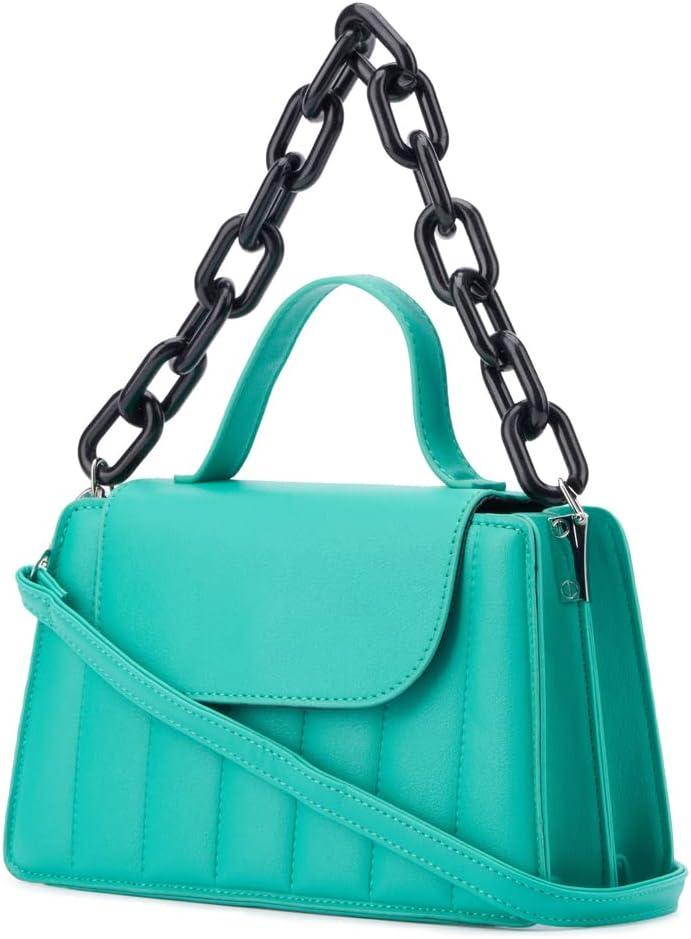 imageOlivia Miller Womens Fashion Oliver Faux PU Leather w Chain Detail Small Crossbody Bag Evening Casual Work Purse Handbag