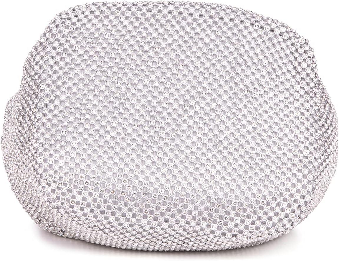 imageOlivia Miller Womens Fashion Round Pouch Evening Bag Formal Crossbody Handbag Wedding Prom Party Purse w Mesh Rhinestone