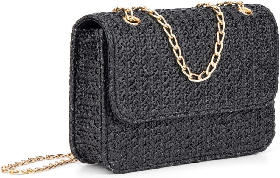 imageOlivia Miller Womens Fashion Theodore Natural Straw Small Crossbody Bag w Convertible Strap Evening Casual Purse Handbag