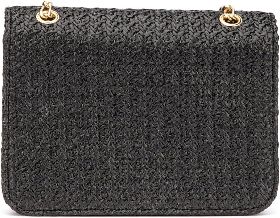imageOlivia Miller Womens Fashion Theodore Natural Straw Small Crossbody Bag w Convertible Strap Evening Casual Purse Handbag