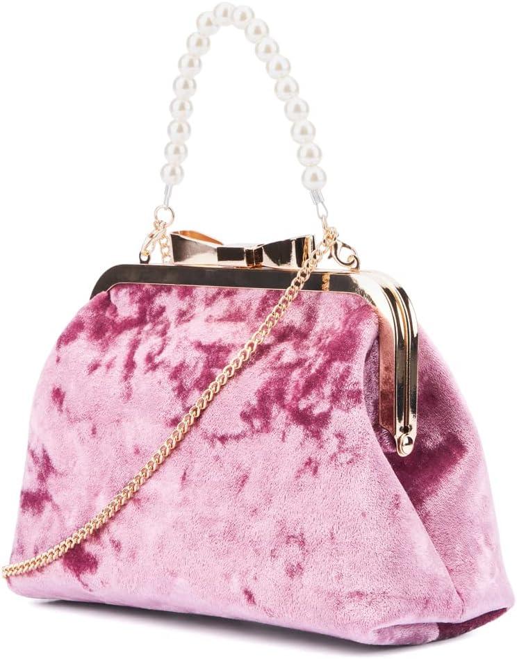 imageOlivia Miller Womens Fashion Xiomara Mauve Velvet w Top Handle Evening Bag Wedding Prom Party Clutch Crossbody Handbag