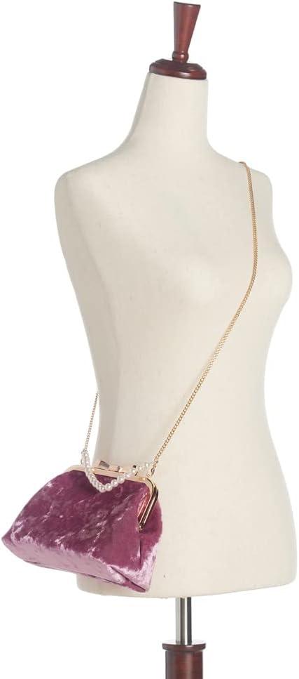 imageOlivia Miller Womens Fashion Xiomara Mauve Velvet w Top Handle Evening Bag Wedding Prom Party Clutch Crossbody Handbag