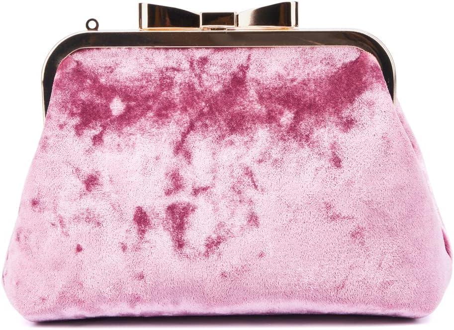 imageOlivia Miller Womens Fashion Xiomara Mauve Velvet w Top Handle Evening Bag Wedding Prom Party Clutch Crossbody Handbag