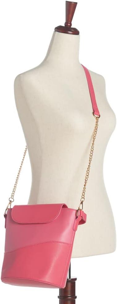 imageOlivia Miller Womens Fashion Zinnia Faux PU Leather Bucket Crossbody Bag w Top Handle Casual Trendy Purse Handbag