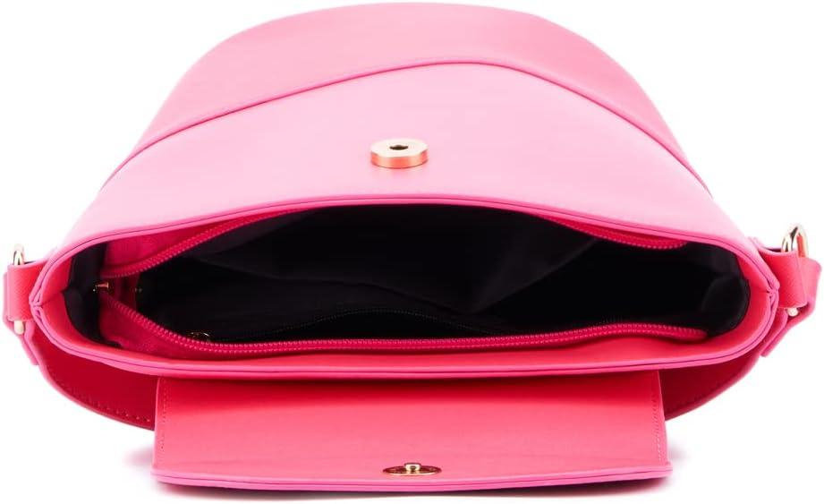 imageOlivia Miller Womens Fashion Zinnia Faux PU Leather Bucket Crossbody Bag w Top Handle Casual Trendy Purse Handbag