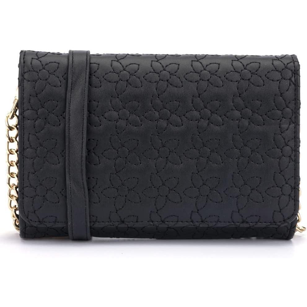 imageOlivia Miller Womens Fashion Dahlia Flower Embroidered PU Leather Crossbody Wallet Clutch Bag Small Casual Purse Handbag