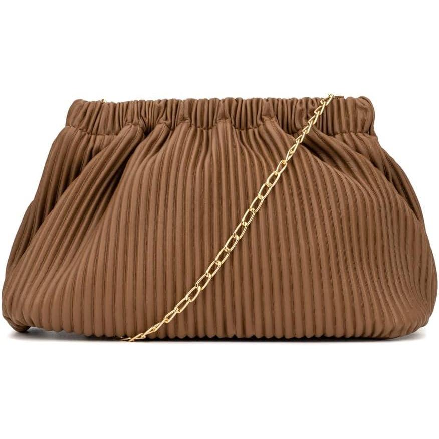 imageOlivia Miller Womens Fashion Freya Pleaded Scrunched Evening Bag Formal Crossbody Handbag Wedding Prom Party Clutch