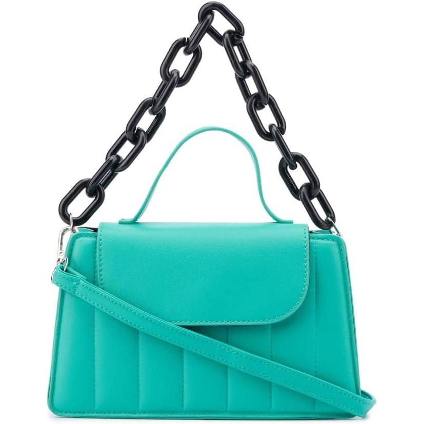imageOlivia Miller Womens Fashion Oliver Faux PU Leather w Chain Detail Small Crossbody Bag Evening Casual Work Purse Handbag