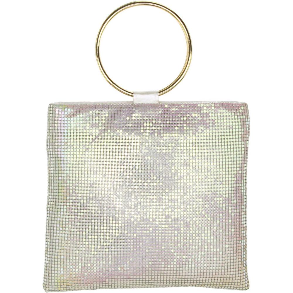 imageOlivia Miller Womens Fashion Square Evening Bag Formal Top Handle Handbag Wedding Party Clutch w Mesh Rhinestone n Zipper