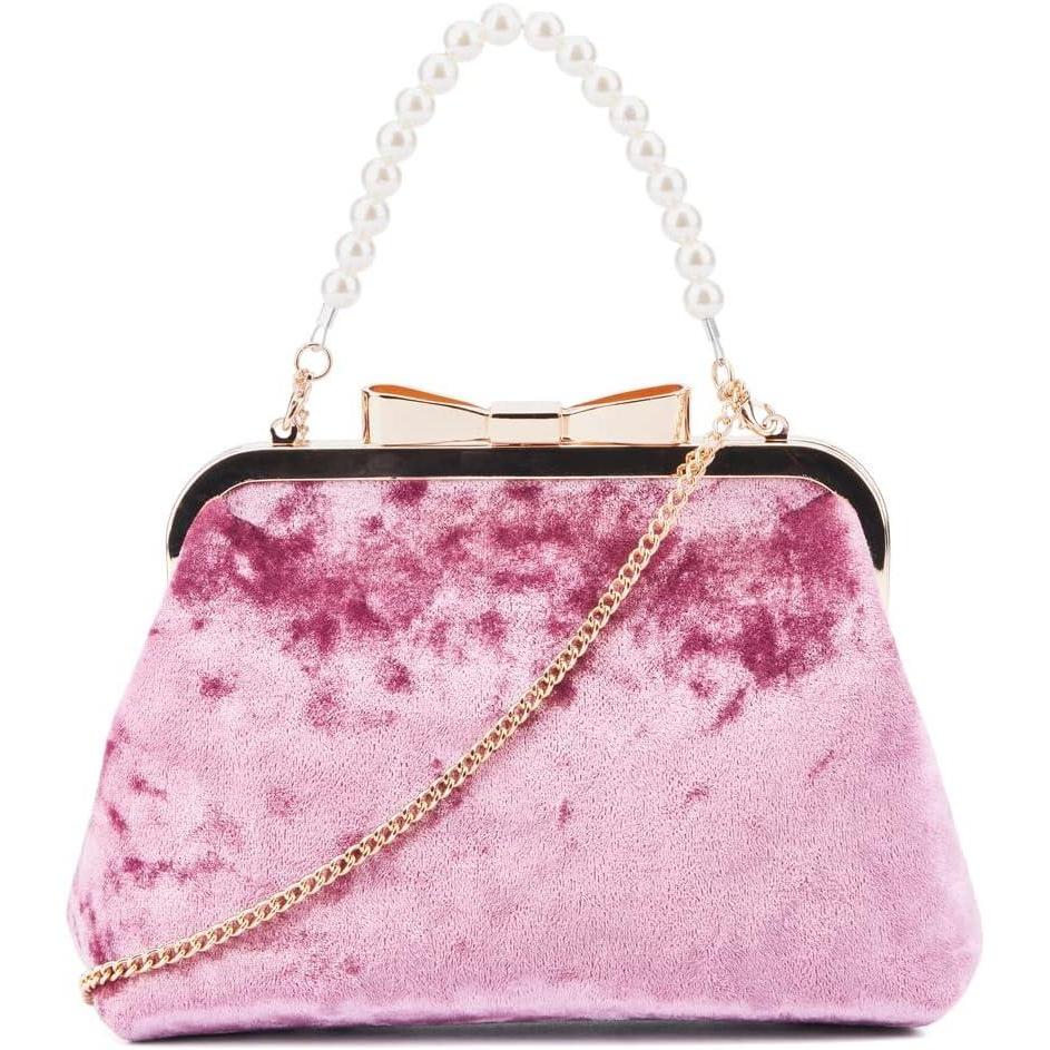 imageOlivia Miller Womens Fashion Xiomara Mauve Velvet w Top Handle Evening Bag Wedding Prom Party Clutch Crossbody Handbag