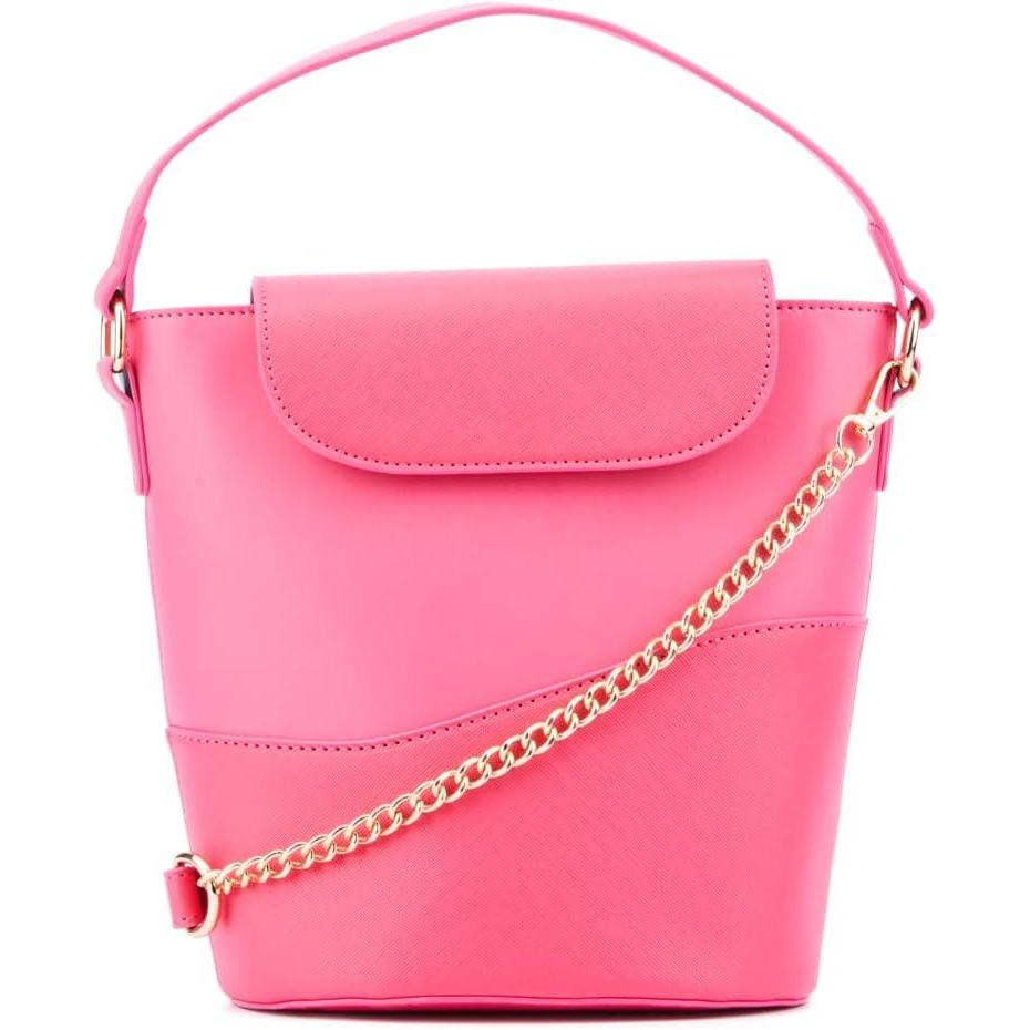 imageOlivia Miller Womens Fashion Zinnia Faux PU Leather Bucket Crossbody Bag w Top Handle Casual Trendy Purse Handbag