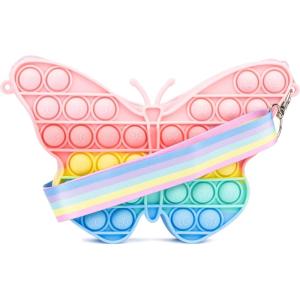Olivia Miller Girl Fashion Mini Rainbow Pop It Fidget Adjustable Crossbody Bag Casual, Cute Purse Handbag for Kids & Toddlers