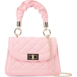 Olivia Miller Women Fashion Beck Quilted Faux PU Leather w Ruched Top Handle Small Crossbody Bag, Casual Trendy Purse Handbag