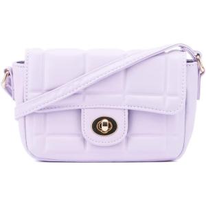 Olivia Miller Women Joanny Lavender Square Quilted Faux PU Leather w Front Flap, Small Crossbody Bag, Casual Purse Handbag