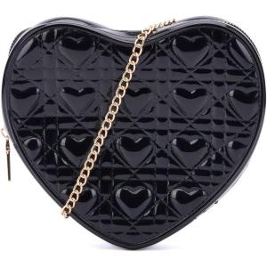 Olivia Miller Women’s Fashion Dhalia Black PVC Jelly Heart Shaped Crossbody Bag w Gold Chain Strap, Casual Purse Handbag