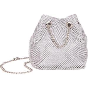 Olivia Miller Women’s Fashion Round Pouch Evening Bag Formal Crossbody Handbag Wedding Prom Party Purse w Mesh Rhinestone
