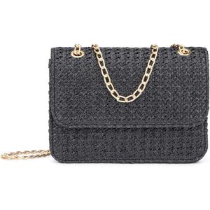 Olivia Miller Women’s Fashion Theodore Natural Straw, Small Crossbody Bag w Convertible Strap, Evening Casual Purse Handbag