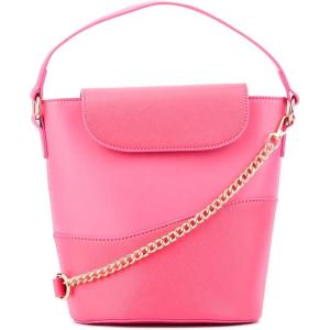 Olivia Miller Women’s Fashion Zinnia Faux PU Leather Bucket Crossbody Bag w Top Handle, Casual Trendy Purse Handbag
