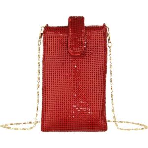 Olivia Miller Women’s Iridescent Glitter Mesh Phone Crossbody Purse Mini Handbag
