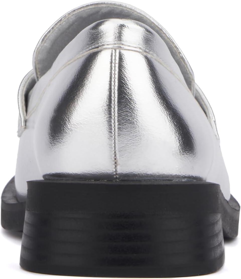 imageOlivia Miller Womens Luminaries Loafer Square Toe Dress Casual Rubber OutsoleSilver